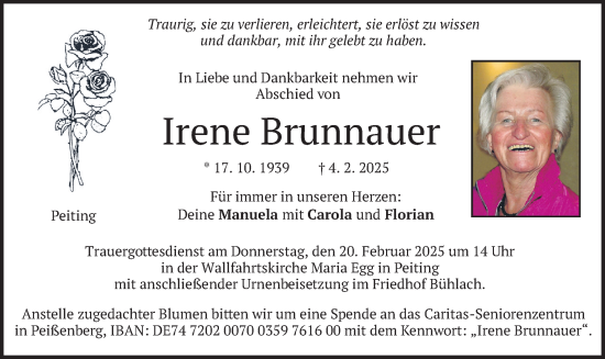 Traueranzeige von Irene Brunnauer von merkurtz