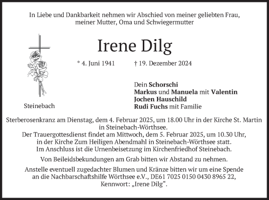 Traueranzeige von Irene Dilg von merkurtz