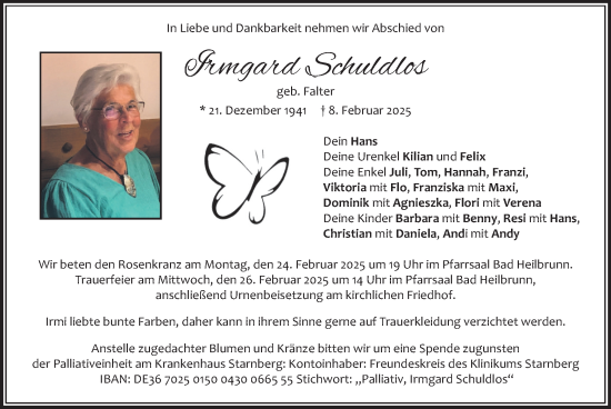 Traueranzeige von Irmgard Schuldlos von merkurtz