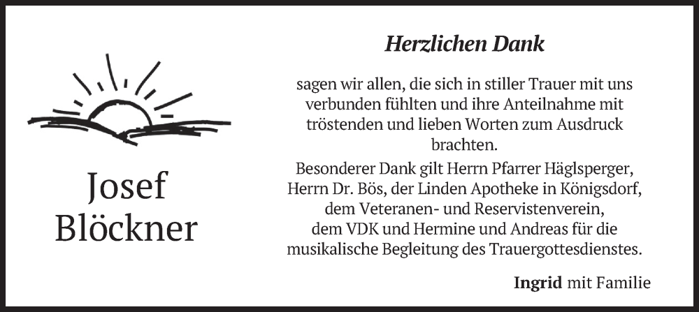  Traueranzeige für Josef Blöckner vom 01.02.2025 aus merkurtz