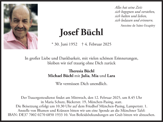 Traueranzeige von Josef Büchl von merkurtz
