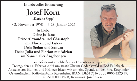Traueranzeige von Josef Korn von merkurtz