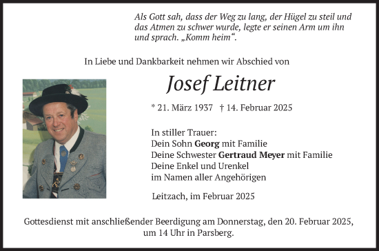 Traueranzeige von Josef Leitner von merkurtz