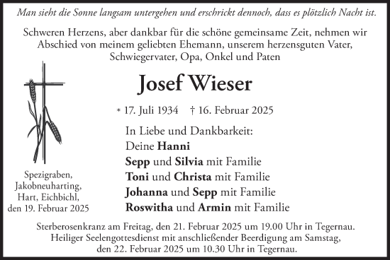 Traueranzeige von Josef Wieser von merkurtz