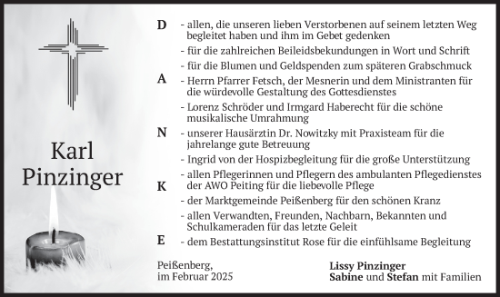 Traueranzeige von Karl Pinzinger von merkurtz