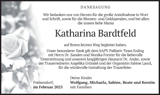 Traueranzeige von Katharina Bardtfeld von merkurtz