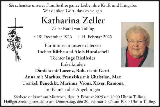 Traueranzeige von Katharina Zeller von merkurtz