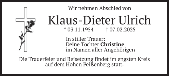 Traueranzeige von Klaus-Dieter Ulrich von merkurtz