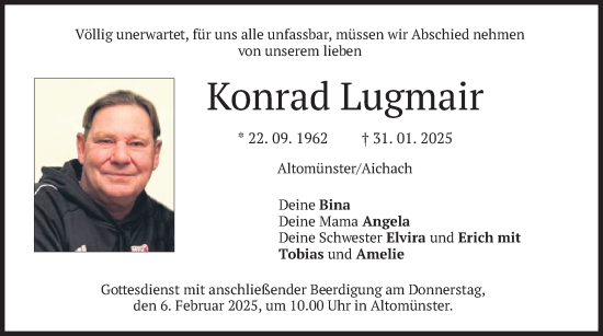 Traueranzeige von Konrad Lugmair von merkurtz