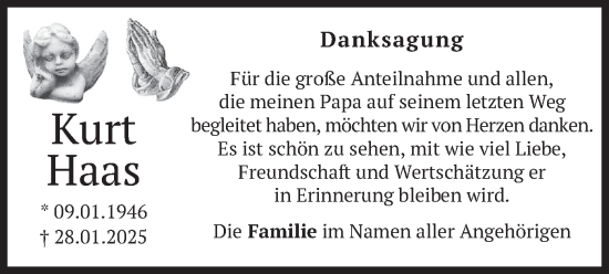Traueranzeige von Kurt Haas von merkurtz