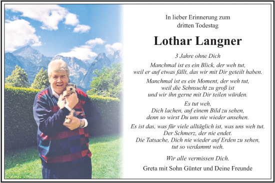 Traueranzeige von Lothar Langner von merkurtz