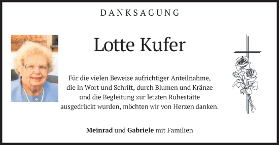Traueranzeige von Lotte Kufer von merkurtz