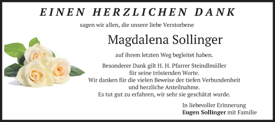 Traueranzeige von Magdalena Sollinger von merkurtz