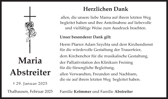 Traueranzeige von Maria Abstreiter von merkurtz