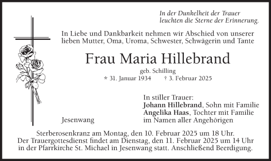 Traueranzeige von Maria Hillebrand von merkurtz