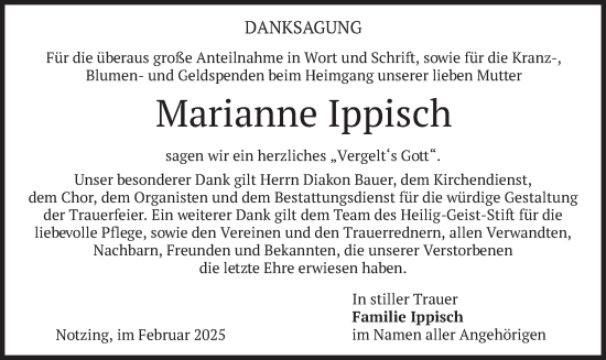 Traueranzeige von Marianne Ippisch von merkurtz