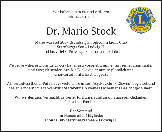 Traueranzeige von Mario Stock von merkurtz
