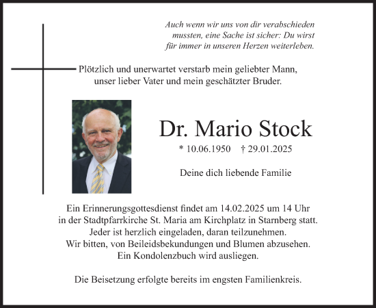 Traueranzeige von Mario Stock von merkurtz