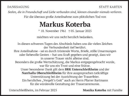 Traueranzeige von Markus Koterba von merkurtz