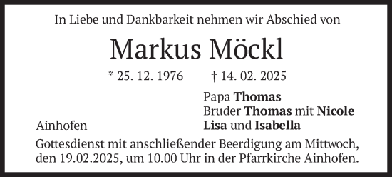 Traueranzeige von Markus Möckl von merkurtz