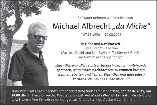 Traueranzeige von Michael Albrecht von merkurtz