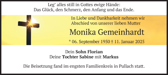 Traueranzeige von Monika Gemeinhardt von merkurtz