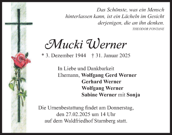 Traueranzeige von Mucki Werner von merkurtz