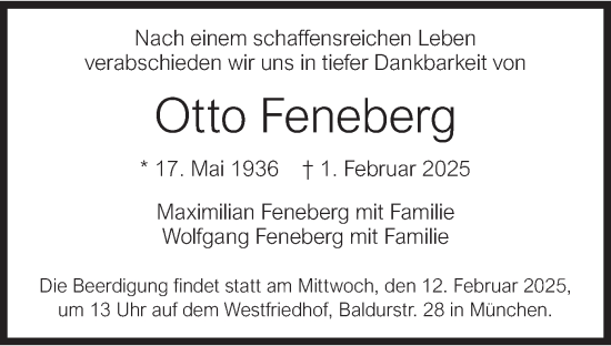 Traueranzeige von Otto Feneberg von merkurtz