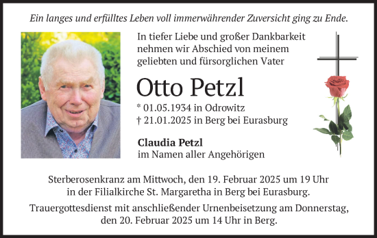 Traueranzeige von Otto Petzl von merkurtz