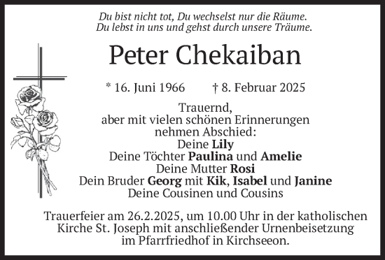 Traueranzeige von Peter Chekaiban von merkurtz