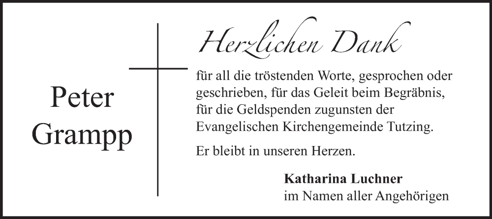  Traueranzeige für Peter Grampp vom 08.02.2025 aus merkurtz