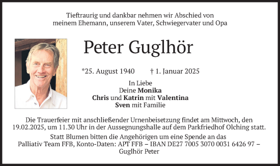 Traueranzeige von Peter Guglhör von merkurtz
