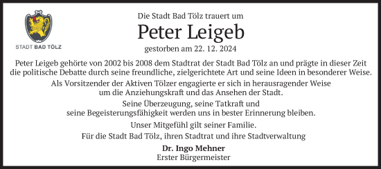 Traueranzeige von Peter Leigeb von merkurtz