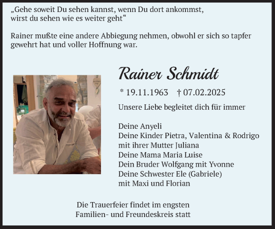 Traueranzeige von Rainer Schmidt von merkurtz