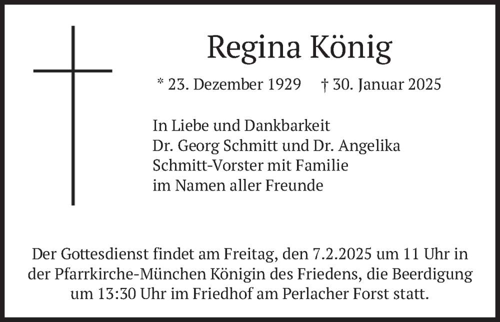  Traueranzeige für Regina König vom 05.02.2025 aus merkurtz