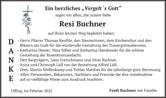 Traueranzeige von Resi Buchner von merkurtz