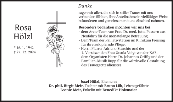 Traueranzeige von Rosa Hölzl von merkurtz