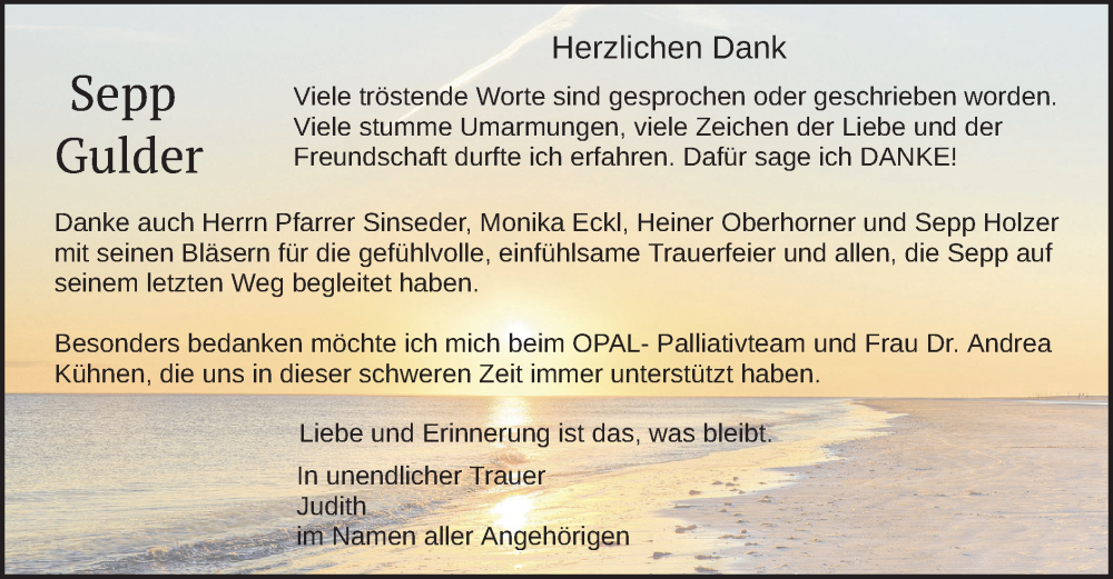  Traueranzeige für Sepp Gulder vom 15.02.2025 aus merkurtz