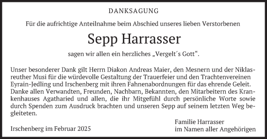 Traueranzeige von Sepp Harrasser von merkurtz