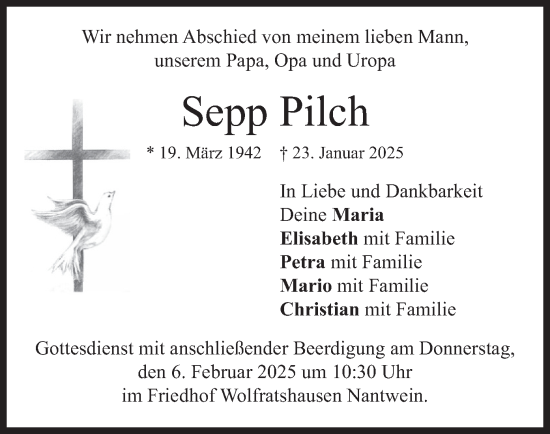 Traueranzeige von Sepp Pilch von merkurtz