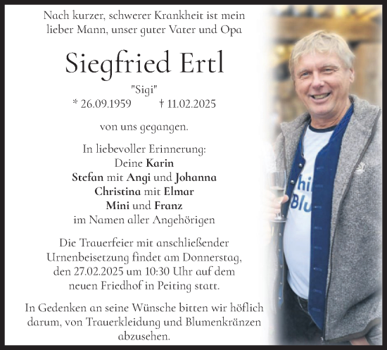 Traueranzeige von Siegfried Ertl von merkurtz