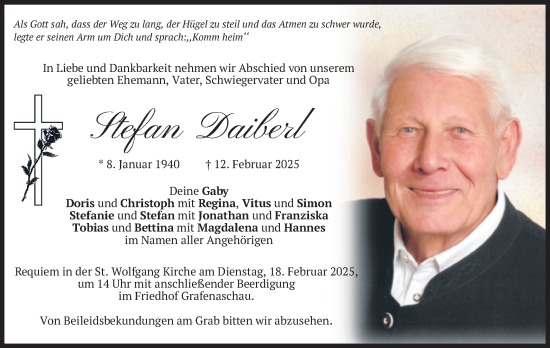 Traueranzeige von Stefan Daiberl von merkurtz