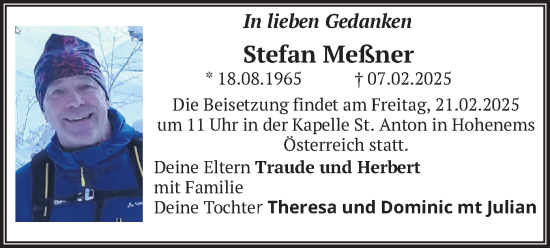 Traueranzeige von Stefan Meßner von merkurtz