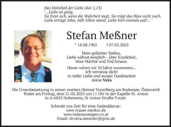 Traueranzeige von Stefan Meßner von merkurtz