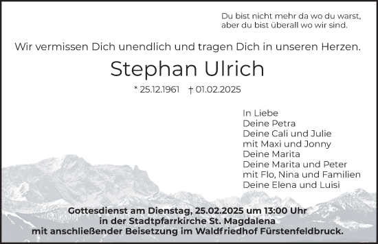 Traueranzeige von Stephan Ulrich von merkurtz