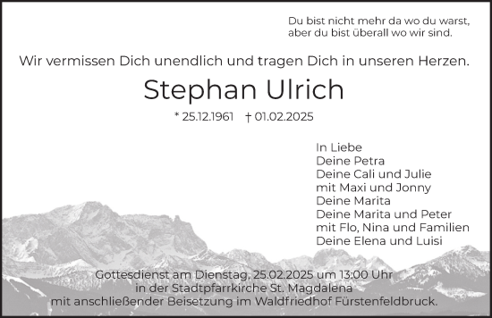Traueranzeige von Stephan Ulrich von merkurtz