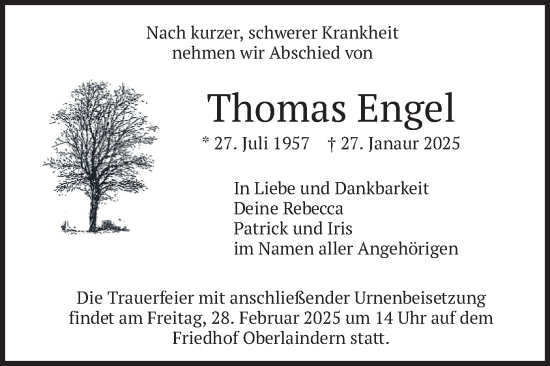 Traueranzeige von Thomas Engel von merkurtz