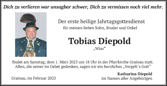 Traueranzeige von Tobias Diepold von merkurtz