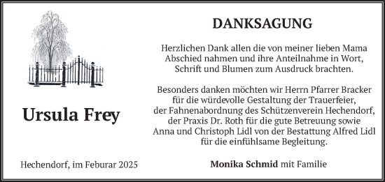 Traueranzeige von Ursula Frey von merkurtz
