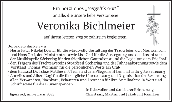 Traueranzeige von Veronika Bichlmeier von merkurtz